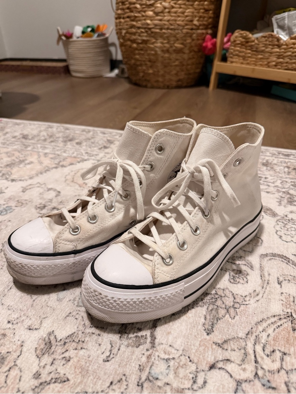 White high top platform converse